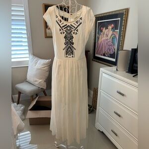 Free People maxi dress in cotton knit & light gauze (lined 1/2 way)